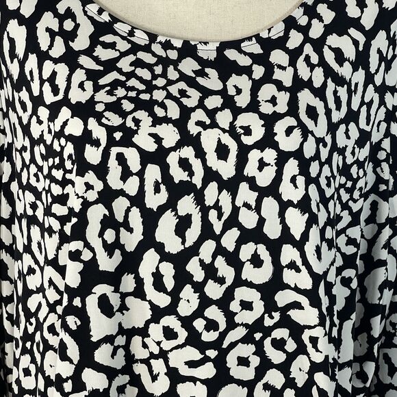 Worthington 2X-Large Top Scoop Neck Long Sleeve Stretch Side Tie Leopard Print - Picture 2 of 8